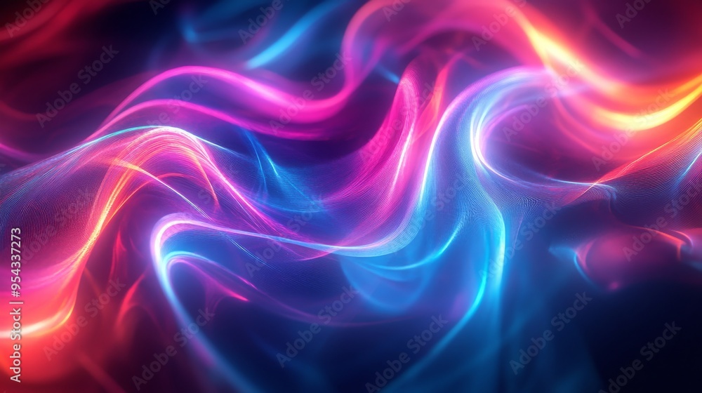 Obraz premium Abstract Wavy Background with Vibrant Neon Hues