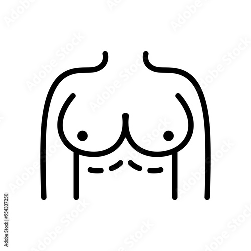 Breast augmentation icon in thin line style vector illustration graphic design