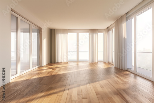 Wallpaper Mural  Spacious empty living room with hardwood floor in modern apartment Torontodigital.ca