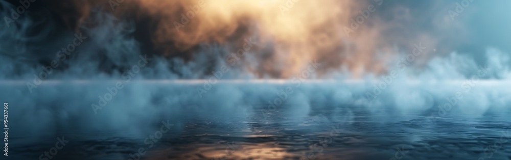 Fototapeta premium Fog smoke white smog clouds on floor.
