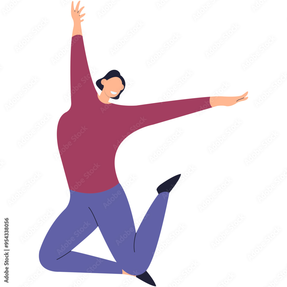 Fototapeta premium Illustration of a Jumping Person Character. Isolated Flat Vector Graphic Design