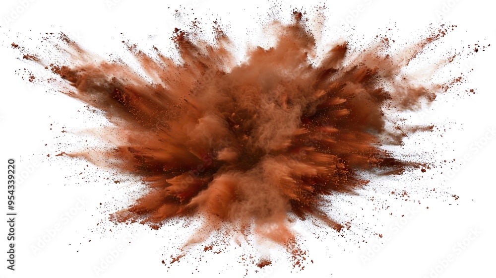 Abstract Powder Explosion with Chili Powder Centered, Dust Particles Flying, Creative Concept for Design and Decoration. High-Definition Abstract Shape and Texture in a White Background Abstract Powder Explosion with Chili Powder Centered, Dust Particles Flying, Creative Concept for Design and Decoration. High-Definition Abstract Shape and Texture in a White Background