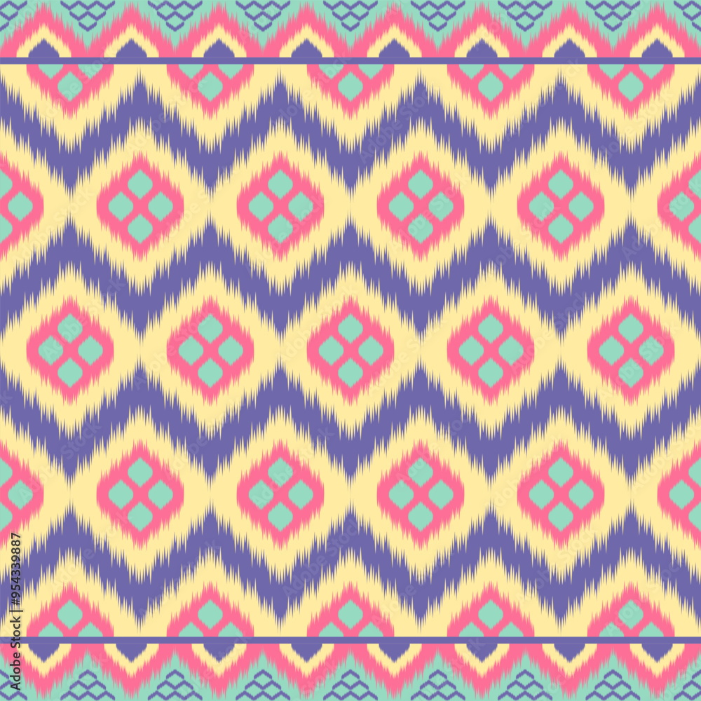 Colorful of Ikat pattern, Thai art design, Ikat Ornament style, Ikat Print. Abstract geometric seamless pattern background traditional ethic for clothing, fabric, textile, fashion. Colorful of Ikat pattern, Thai art design, Ikat Ornament style, Ikat Print. Abstract geometric seamless pattern background traditional ethic for clothing, fabric, textile, fashion.