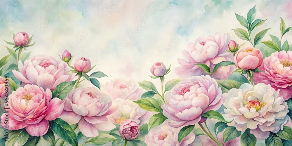 Pastel watercolor painting of blooming peonies , peony, flowers, watercolor, painting, pastel, colorful, floral, nature Pastel watercolor painting of blooming peonies , peony, flowers, watercolor, painting, pastel, colorful, floral, nature