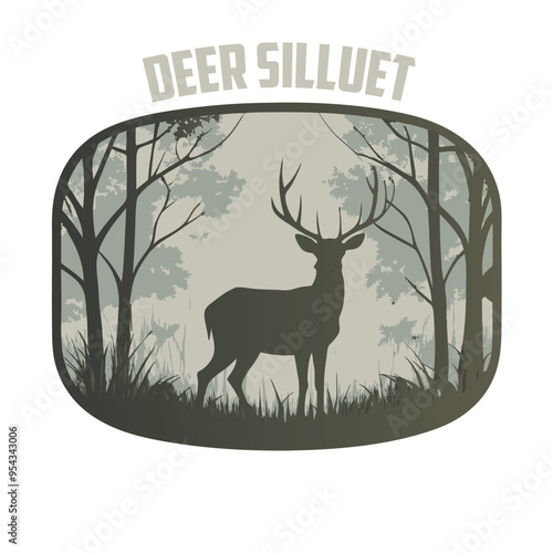 the Silhouette of a Deer Among the Trees