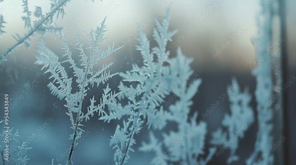 Obraz premium Frost on window wallpaper