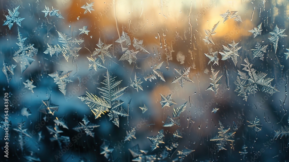 Fototapeta premium Frost on window wallpaper