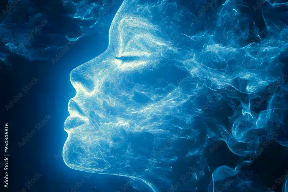 Abstract Face Made of Blue Smoke Digital Art Mystical Spiritual Energy Imagination Dream Abstract Face Made of Blue Smoke Digital Art Mystical Spiritual Energy Imagination Dream