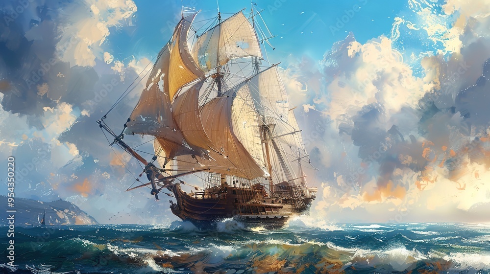 Fototapeta premium ship sailing wallpaper