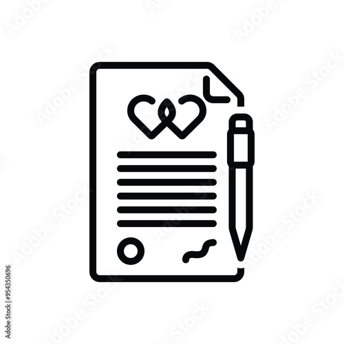 Black line icon for declaration