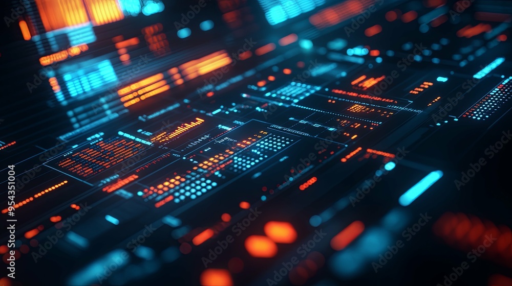 Futuristic Technology: Data Streams Flow on Interface Futuristic Technology: Data Streams Flow on Interface