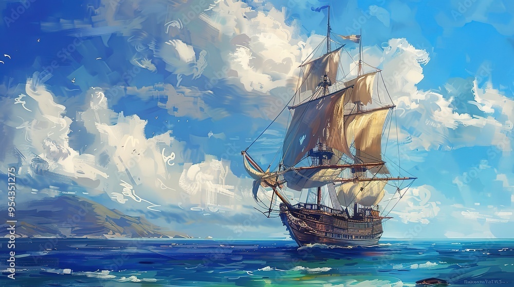 Fototapeta premium ship sailing wallpaper
