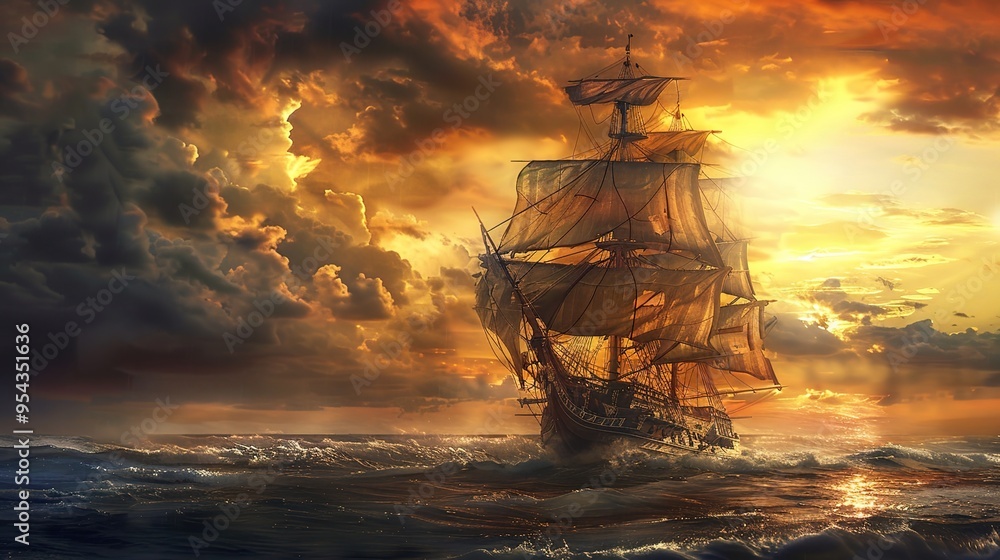 Obraz premium Sailing boat wallpaper