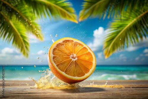 slices of some fresh and delicious flying oranges photo