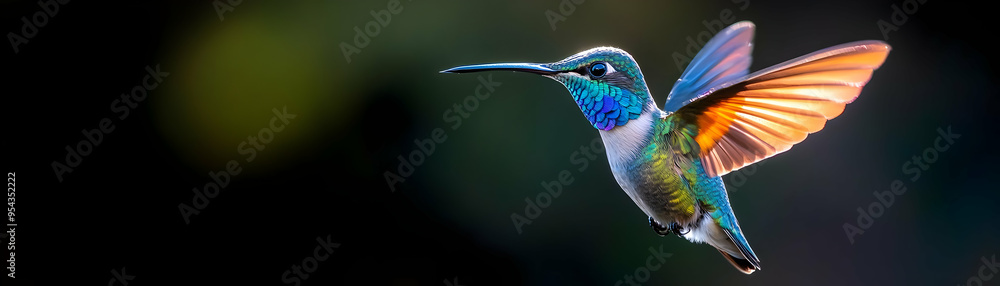 Obraz premium Colorful Hummingbird in Flight with Blurred Background