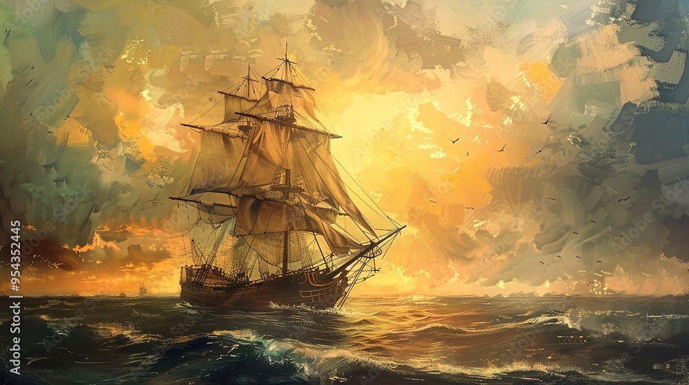 Obraz premium Sailing boat wallpaper