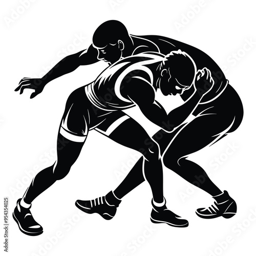 Wrestling Silhouette Vector, Wrestling logo vector template Illustration symbol