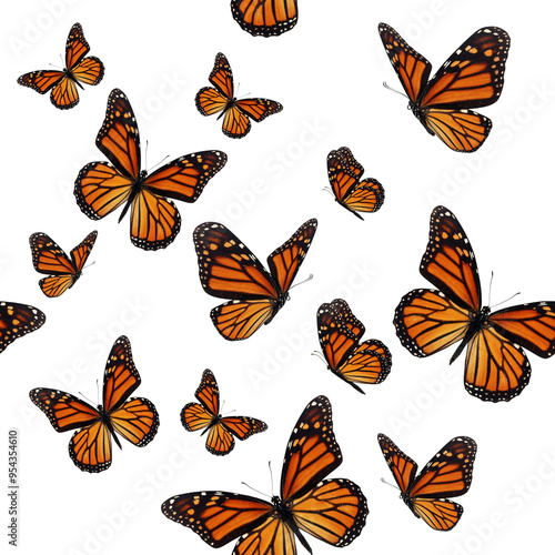 Realistic seamless pattern butterfly design. photo