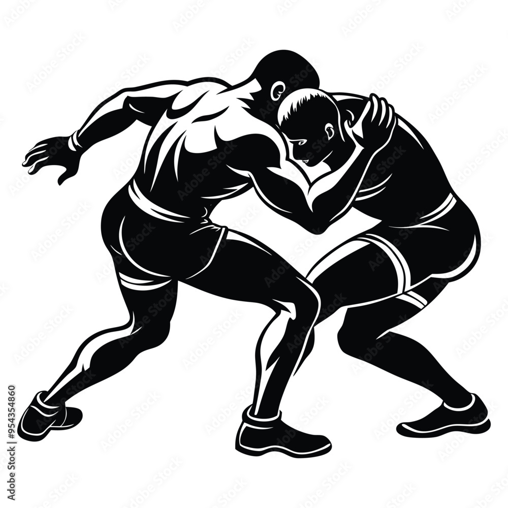 Fototapeta premium Wrestling Silhouette Vector, Wrestling logo vector template Illustration symbol