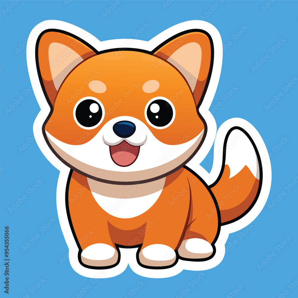 Fototapeta premium cute kawaii dog sticker vector illustration, cute funny dog sticker