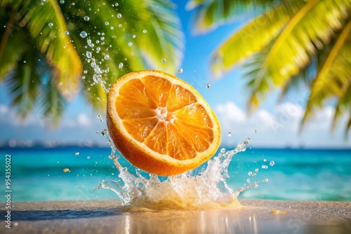 slices of some fresh and delicious flying oranges photo