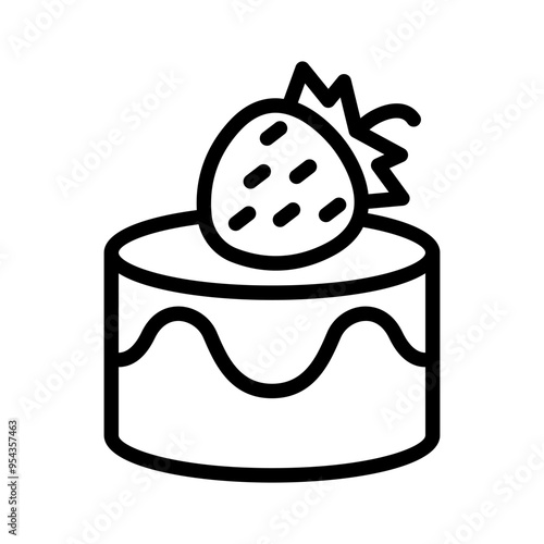 Strawberry cheesecake icon in thin line style vector illustration graphic design