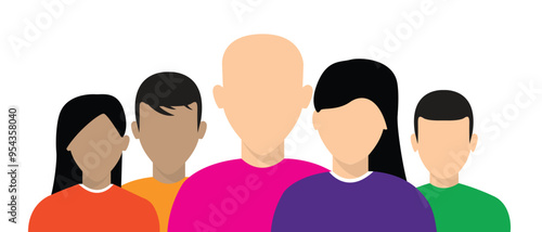 Diverse colorful peoples icon, multi-ethnic peoples community, protest, teamwork, unity vector illustration isolated on white background