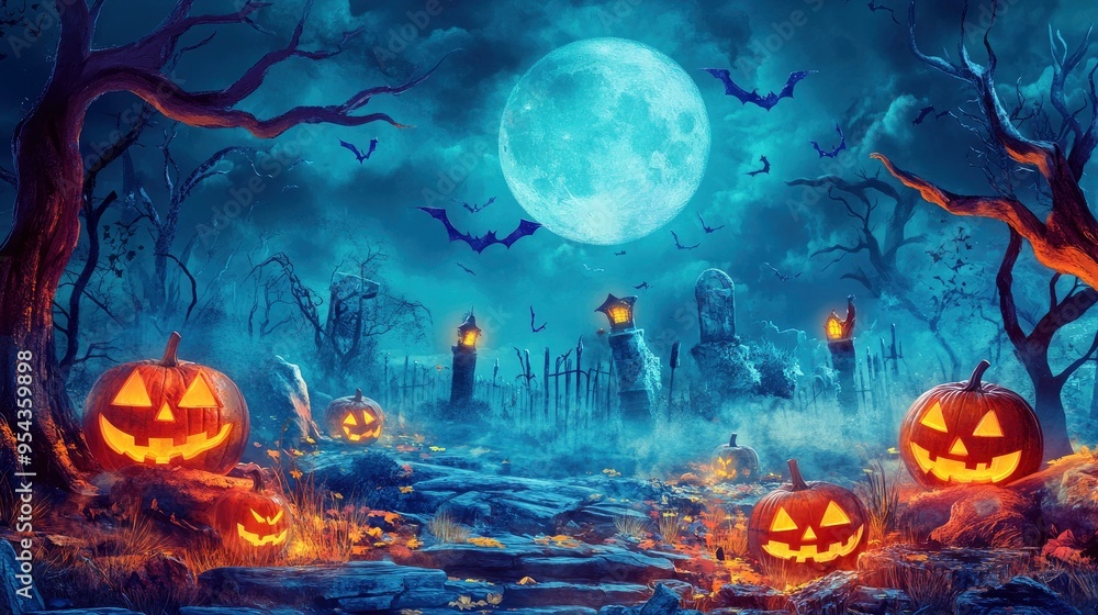 Halloween hunted graved background illustration. Halloween hunted graved background illustration.