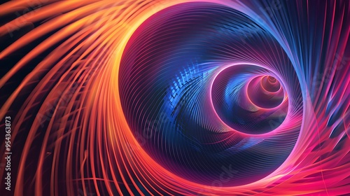 Abstract Neon Spiral Tunnel