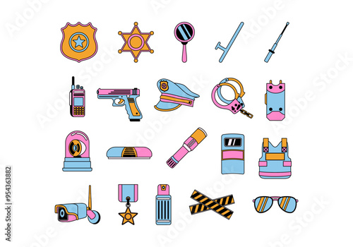 Police Element Illustration Pack Set 