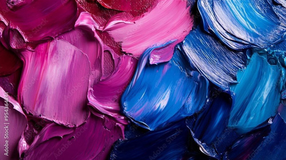 Abstract Oil Painting with Swirls of Pink, Purple, and Blue Abstract Oil Painting with Swirls of Pink, Purple, and Blue