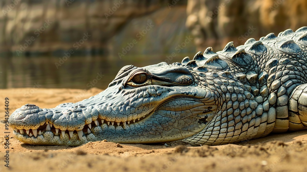 Obraz premium A reptile is anticipating its next meal.