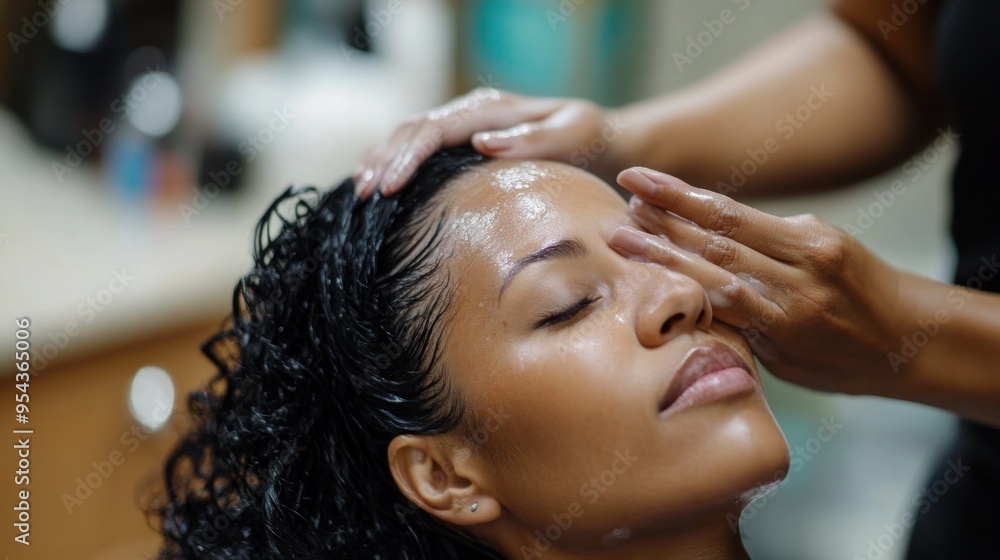 Naklejka premium Woman Receiving Facial Treatment at Spa
