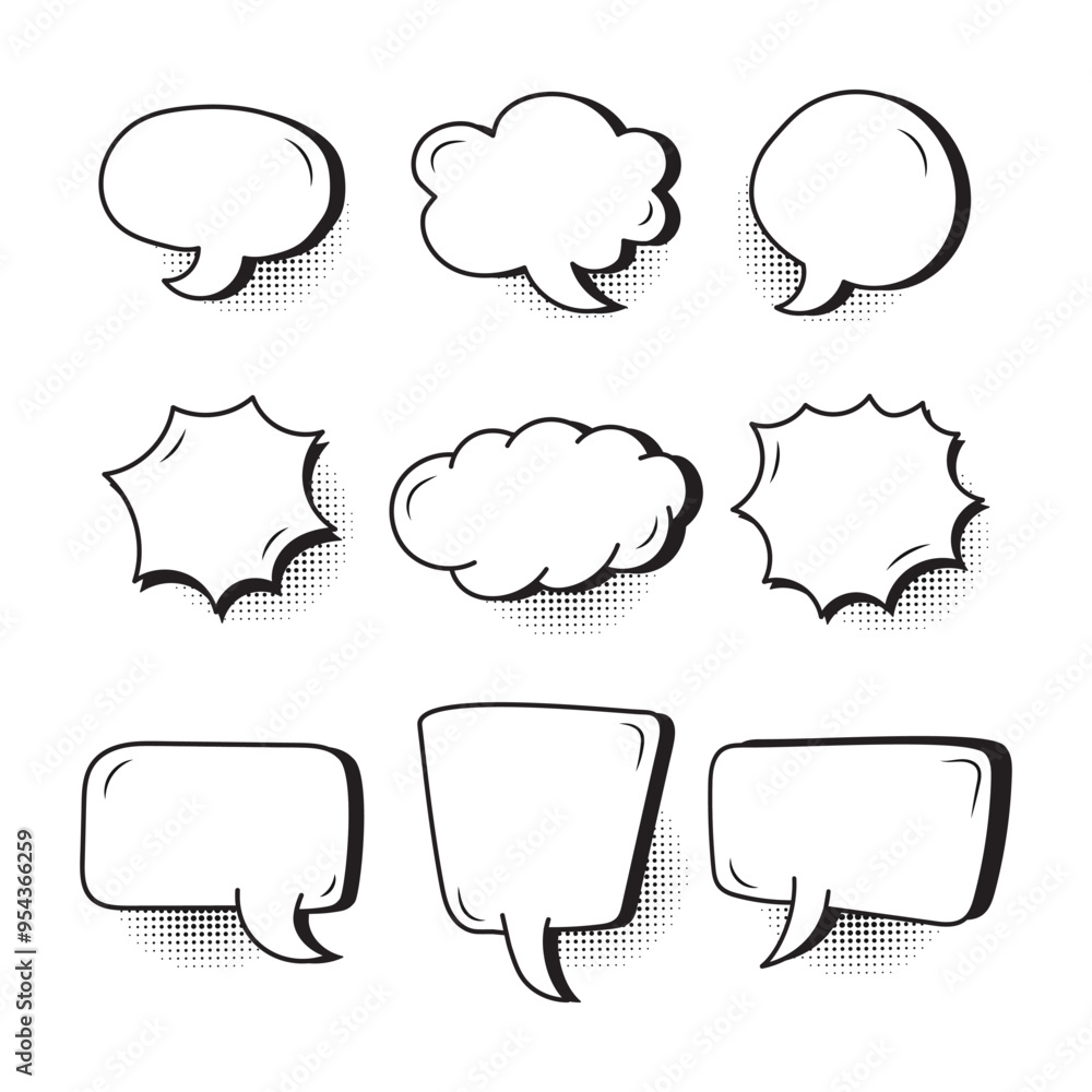 illustration of speech bubble set design isolated on white background decoration illustration of speech bubble set design isolated on white background decoration