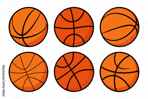 Basketball ball icons set. Basketball ball clipart bundle. Vector illustration.