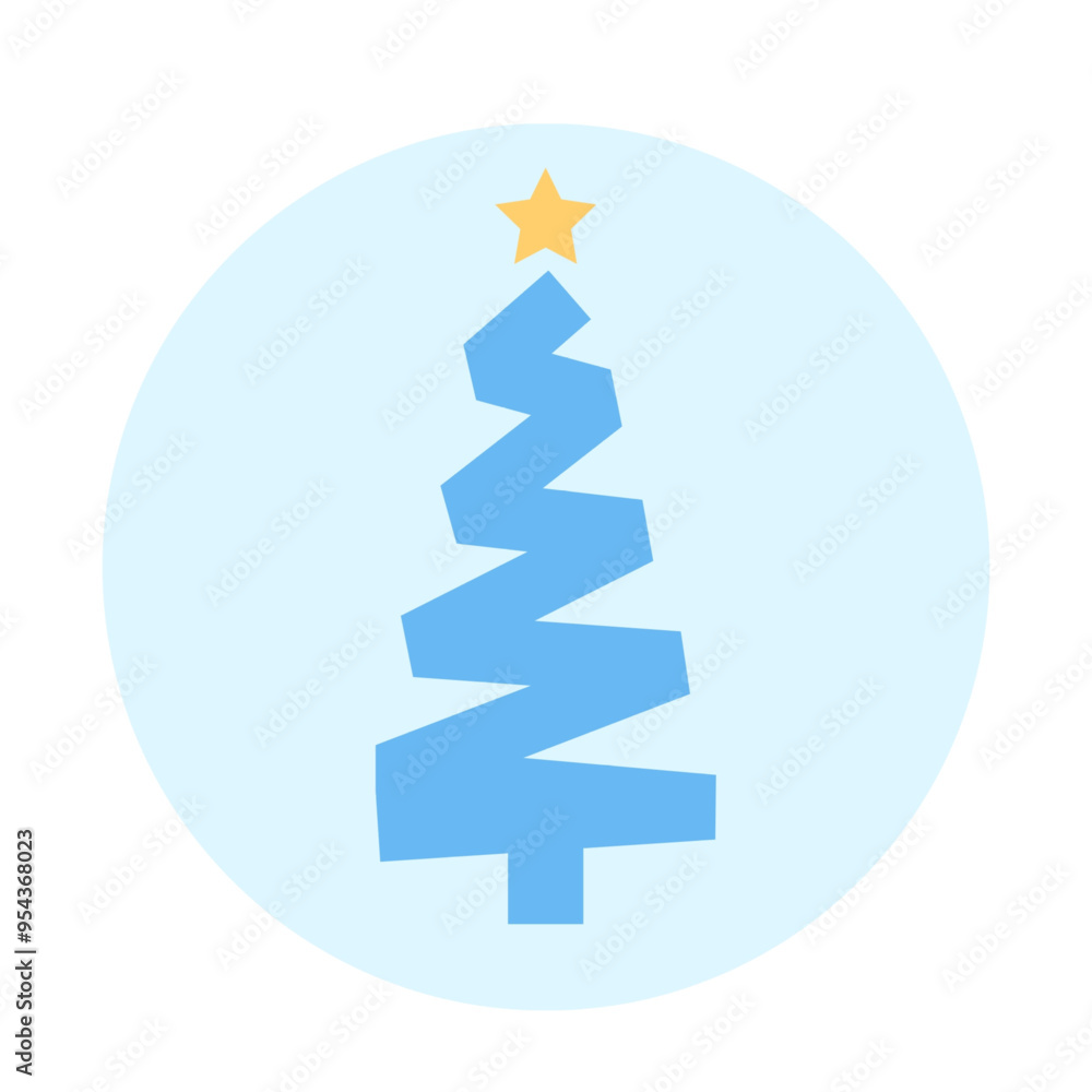 Blue Christmas tree icon design with yellow star on blue white background. Illustration, vector, christmas theme Blue Christmas tree icon design with yellow star on blue white background. Illustration, vector, christmas theme