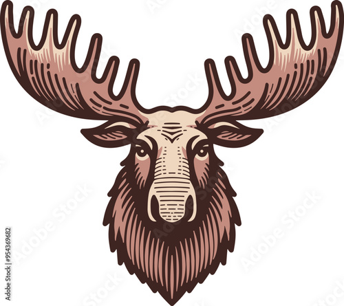 Moose Mascot Logo Hand Drawn Design