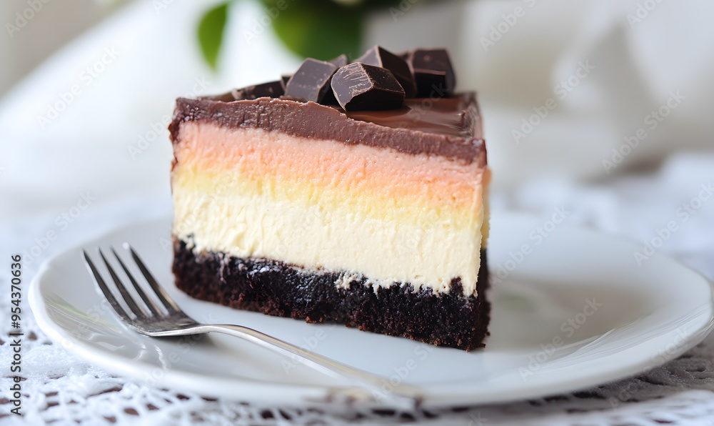 Rainbow Triple Chocolate Cheesecake , Generative AI Rainbow Triple Chocolate Cheesecake , Generative AI