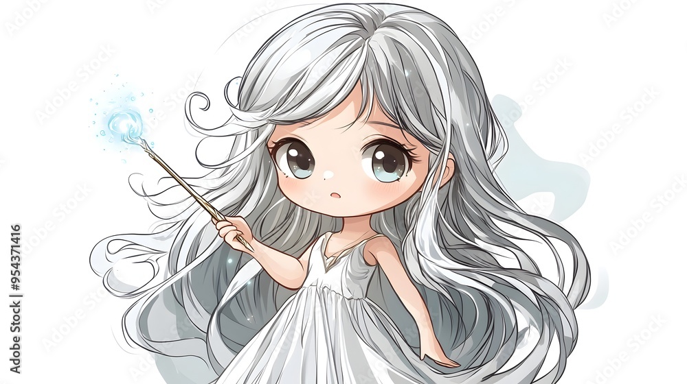 Enchanting Anime Inspired Magical Girl Soaring in Dreamy Clouds and Winds Enchanting Anime Inspired Magical Girl Soaring in Dreamy Clouds and Winds