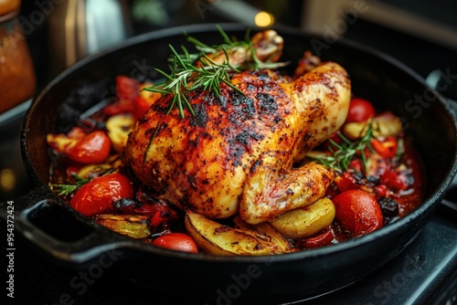 Grilled Chicken with Rosemary Sauce, Rustic Dish, Delicious Recipe, Homemade, Easy Dinner, Healthy, Flavorful, Mediterranean, Roasted Vegetables, Summer Recipe, Gourmet, Restaurant Quality, Crispy