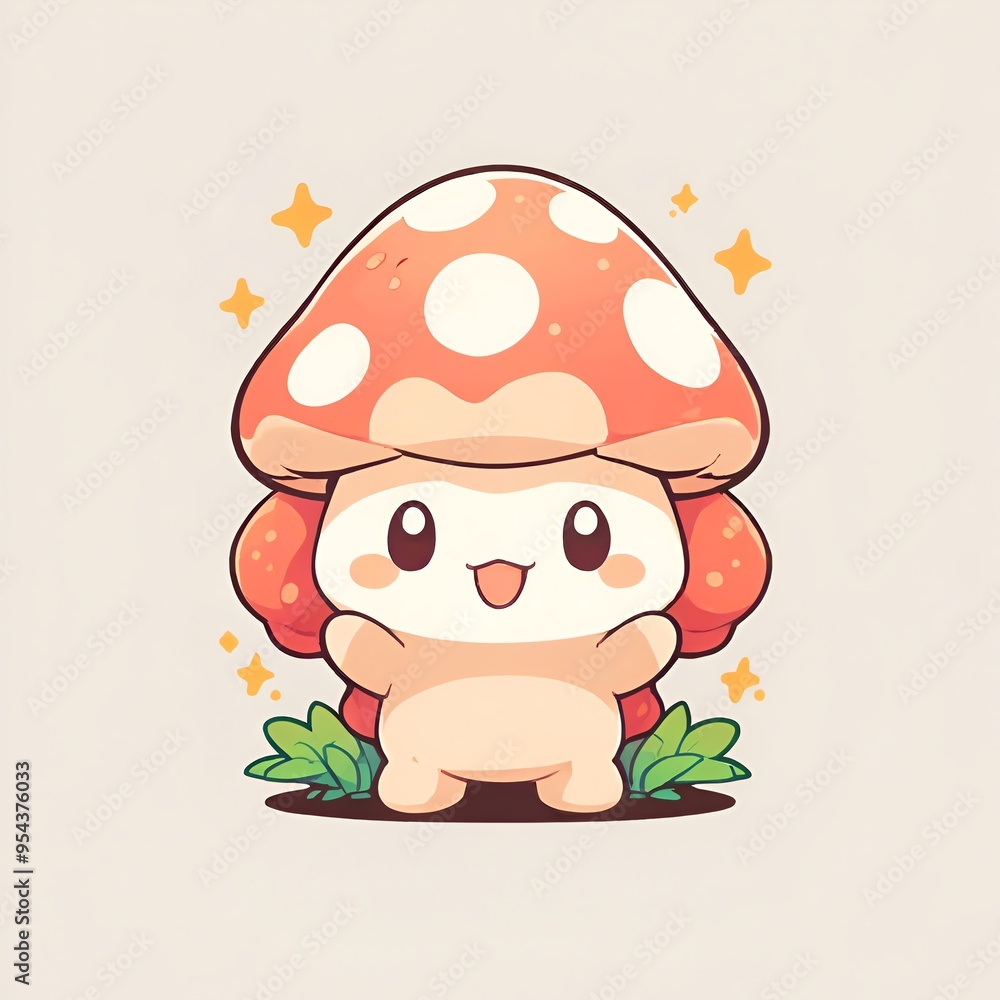 Cute Cartoon Mushroom Character Cute Cartoon Mushroom Character