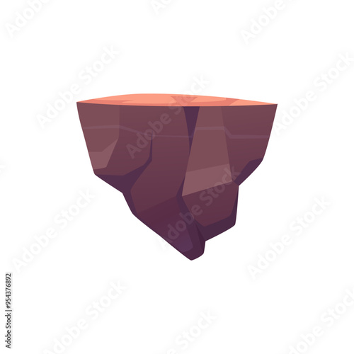 Level platform, floating game land island vector illustration, cartoon fantasy rock stage, empty ground, nature location