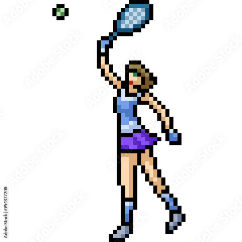 pixel art of woman athlete tennis