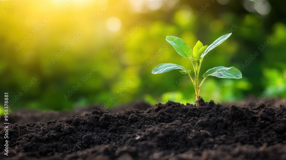A vibrant seedling emerging from rich soil, symbolizing growth, renewal, and the beauty of nature in a sunny environment. A vibrant seedling emerging from rich soil, symbolizing growth, renewal, and the beauty of nature in a sunny environment.
