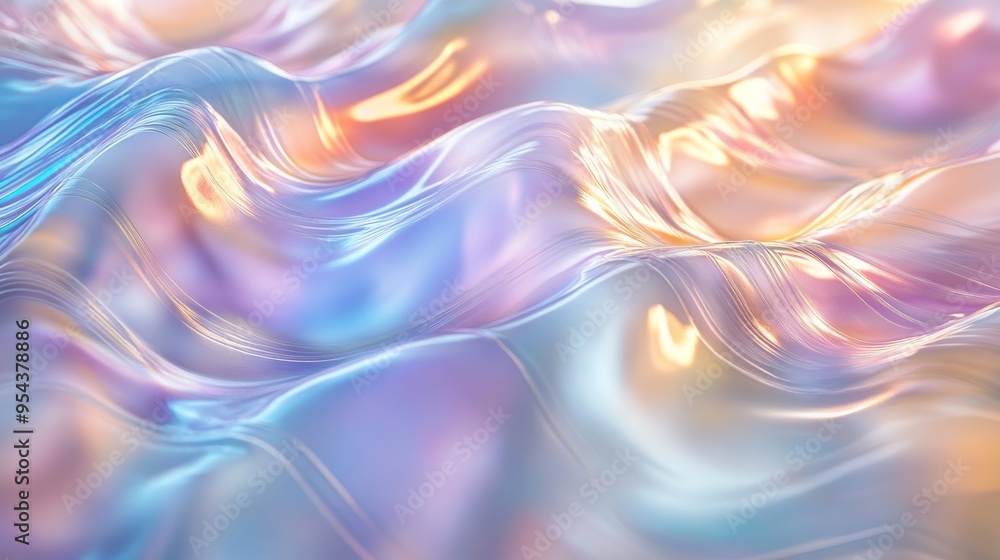 Obraz premium Abstract Iridescent Liquid Surface with Wavy Lines