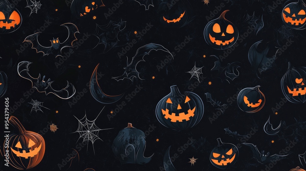 Beautiful Halloween patterns on a black backdrop, ideal for banners, landing pages, offices, classrooms, backgrounds, and more. Beautiful Halloween patterns on a black backdrop, ideal for banners, landing pages, offices, classrooms, backgrounds, and more.