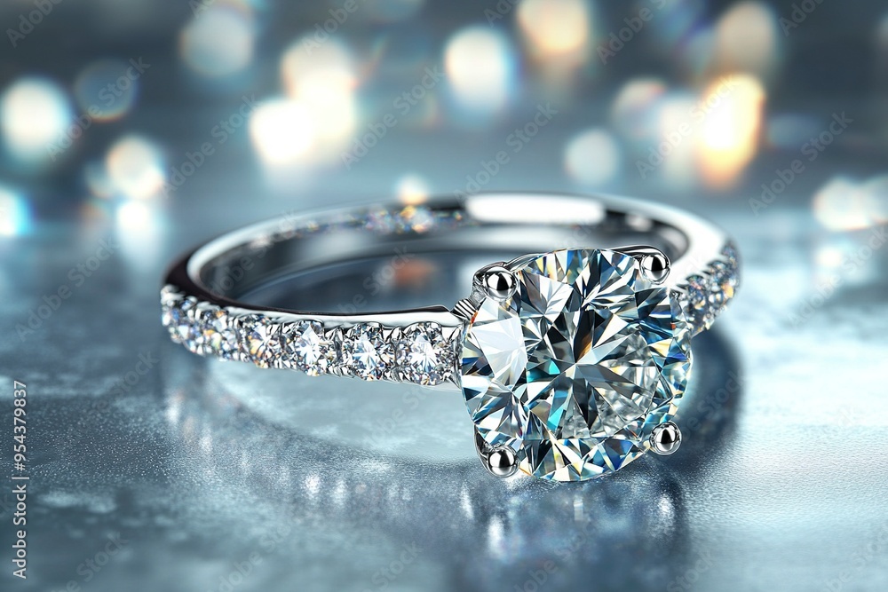 Luxury Women's Diamond Ring on clean Background. Generative Ai Luxury Women's Diamond Ring on clean Background. Generative Ai