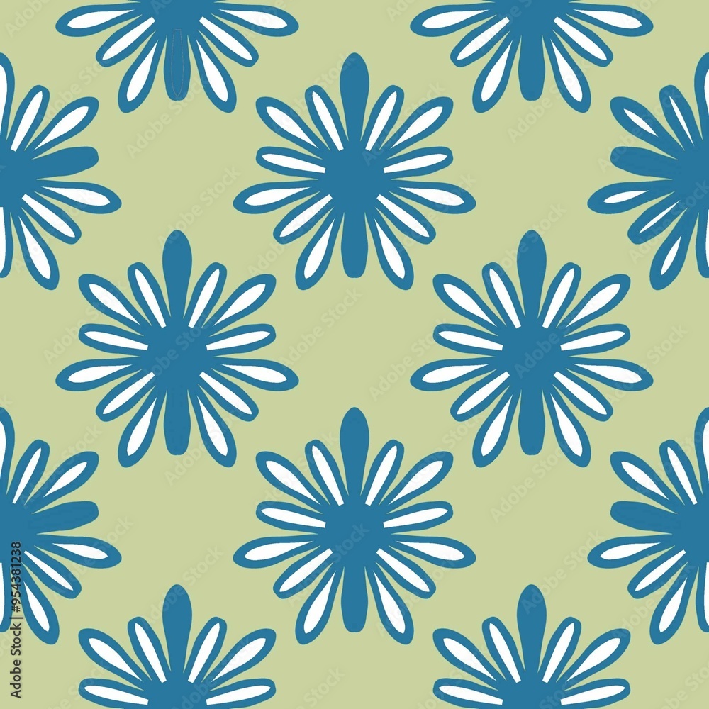 seamless pattern with dark line blue flowers seamless pattern with dark line blue flowers