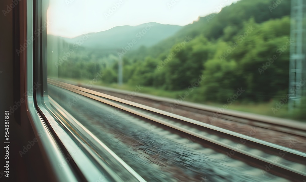 The scenery outside the train window, Generative AI The scenery outside the train window, Generative AI