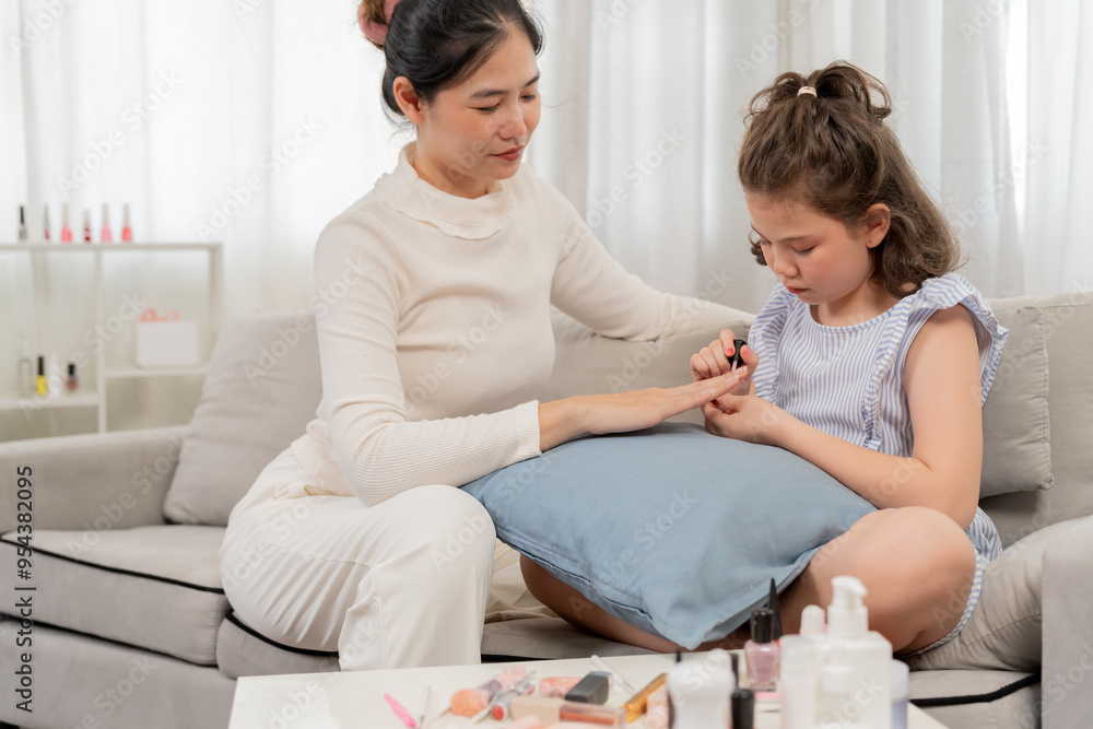 Family activity beauty. Mother receive care service Manicure form daughter. Nail beauty salon use nail file for Glazing treatment. manicurist make nail customer to beautiful. Talent.. Family activity beauty. Mother receive care service Manicure form daughter. Nail beauty salon use nail file for Glazing treatment. manicurist make nail customer to beautiful. Talent..